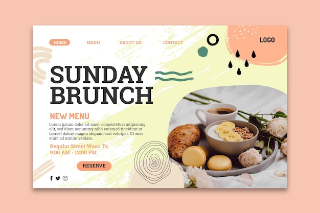 Free vector brunch landing page template