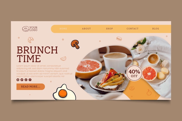 Vettore gratuito modello di pagina di destinazione del brunch