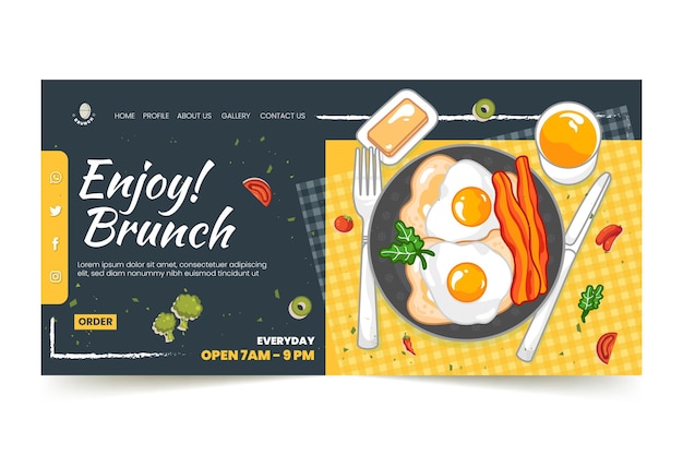 Vettore gratuito modello di pagina di destinazione del brunch