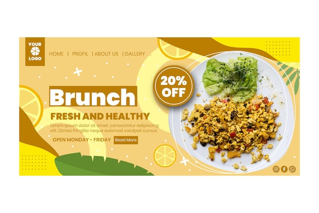 Free vector brunch landing page