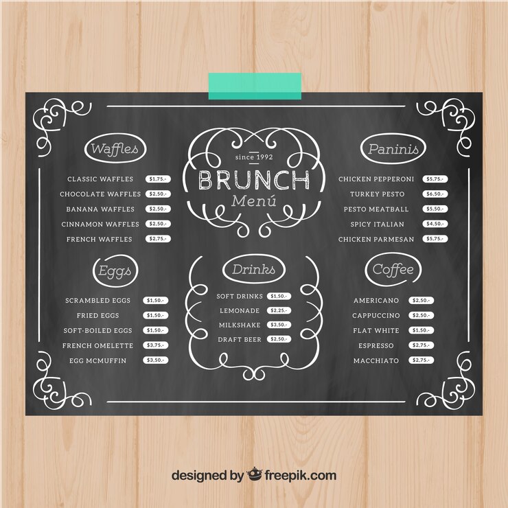 Free Vector brunch menu template in chalk style