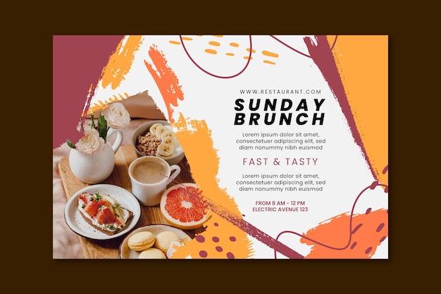 Vettore gratuito modello di banner ristorante brunch