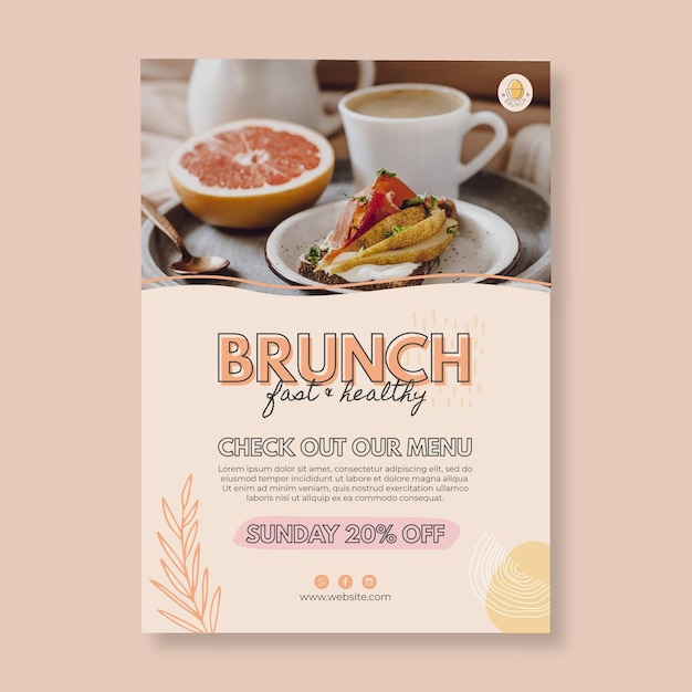 Vettore gratuito modello di volantino ristorante brunch