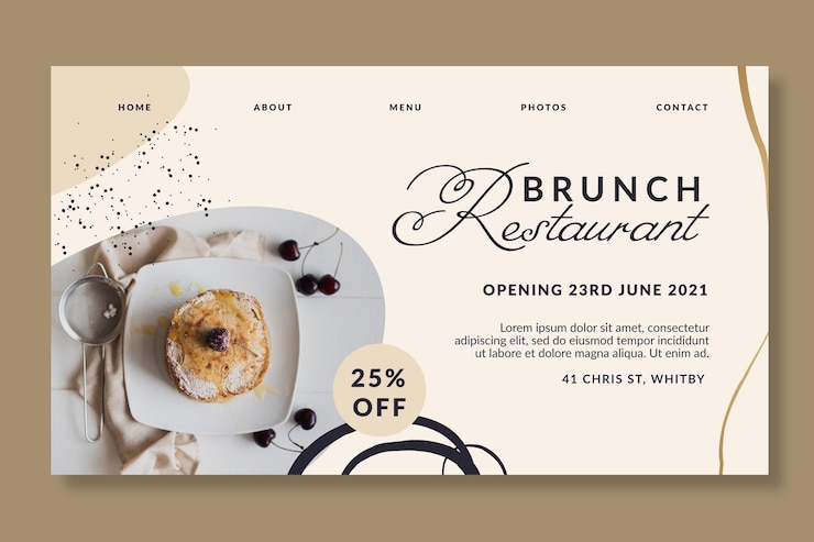 Free Vector brunch restaurant landing page template
