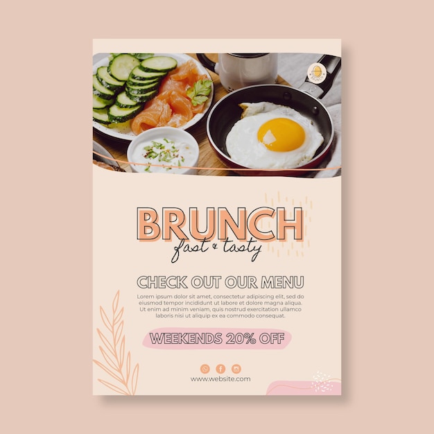 Free vector brunch restaurant poster template