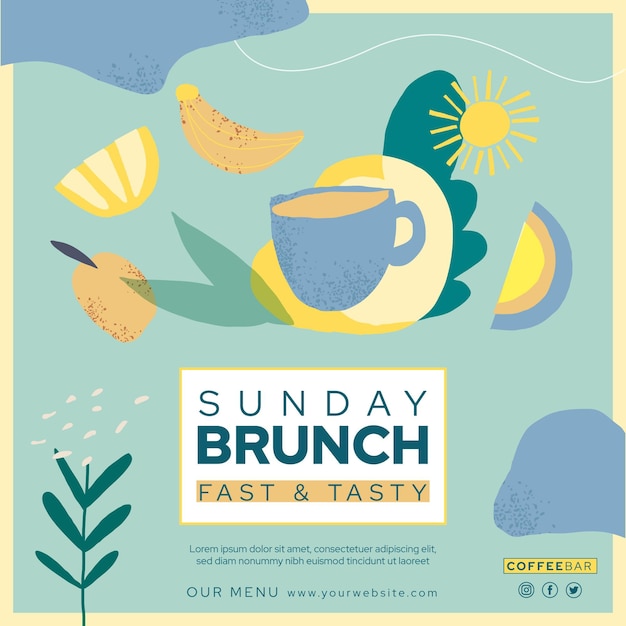 Free vector brunch square flyer template