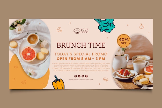 Modello di banner per l'ora del brunch