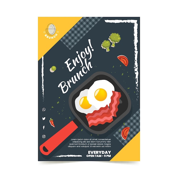 Free vector brunch time vertical flyer template