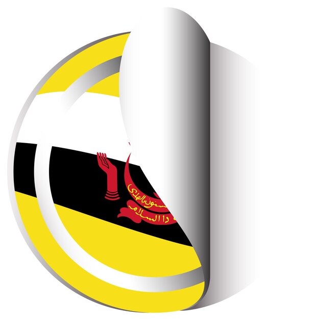 Brunei flag on round sticker