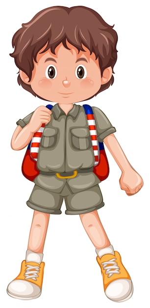 Free vector a brunette boy scout character