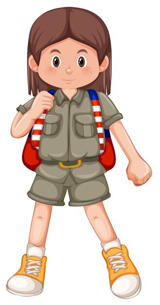 ブルネットの少女スカウトキャラクター