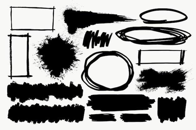 Free vector brush element in black on white background set