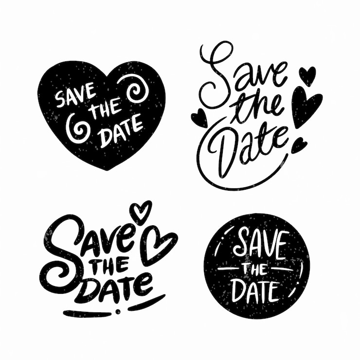 Free Vector brush pen lettering with phrase "save the date"