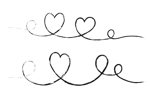 Vettore gratuito linea di doodle dell'insegna del cuore del colpo della spazzola