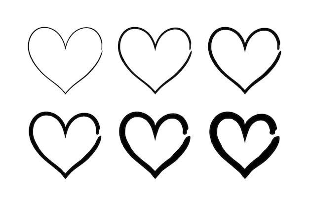 Free Vector brush stroke hearts set