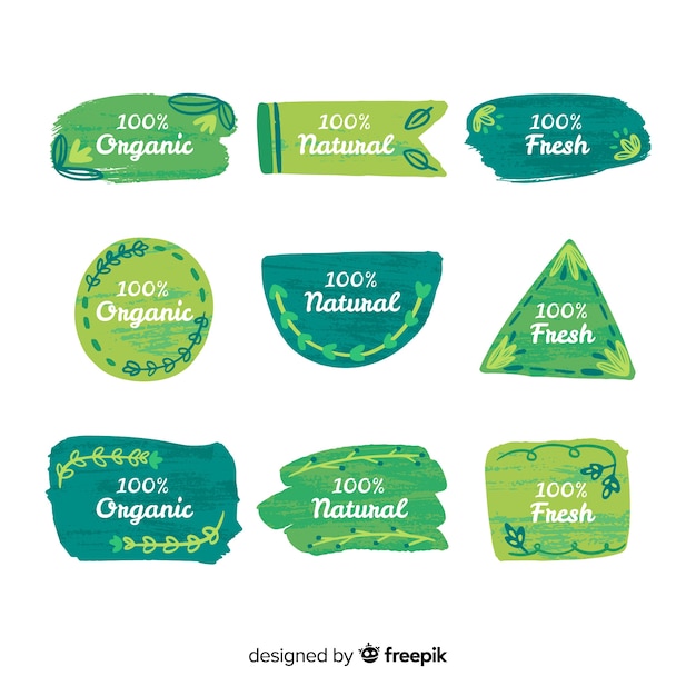 Brush stroke organic food label collection