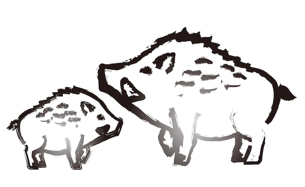 Free vector brush stroke style vector wild boar illustration isolated on a white background.