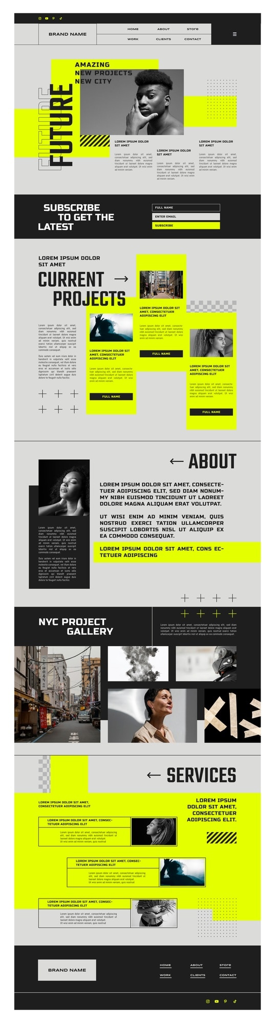 Free Vector brutalism web design template design