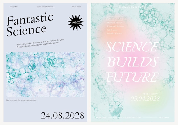 Bubble art science template vector event aesthetic ad posters dual set