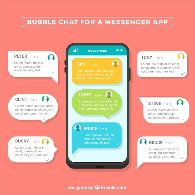 Bubble chat для приложения для обмена сообщениями в плоском стиле