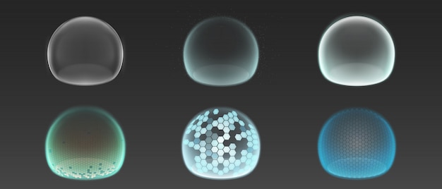 Бесплатное векторное изображение Пузырьковые щиты, силовые поля защиты