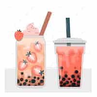 Free vector bubble tea concept illustration