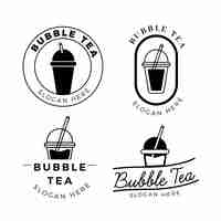 Free vector bubble tea logo set