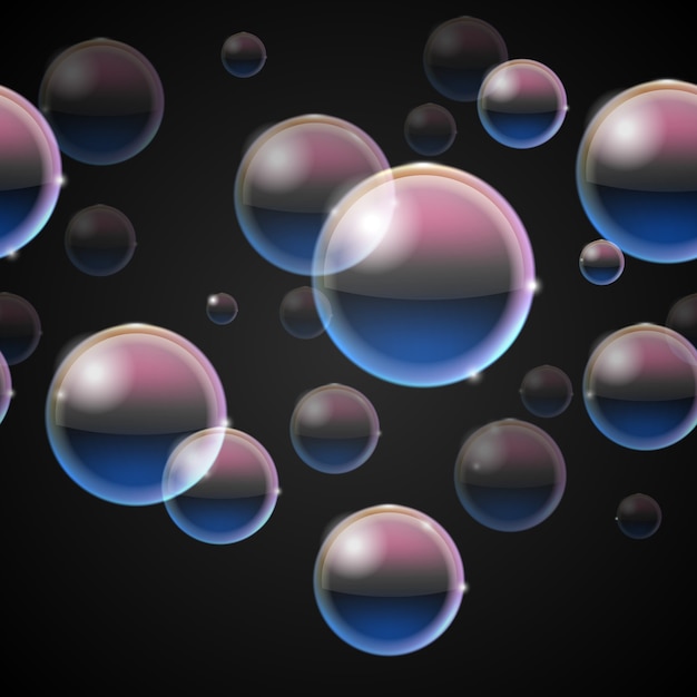 Free vector bubbles on black background