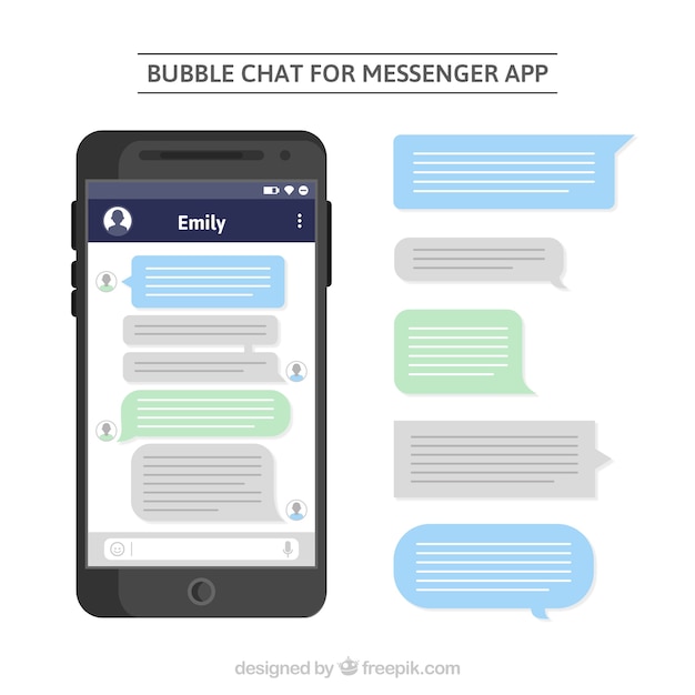 Vettore gratuito bubbles chat per l'app di messenger in stile piatto