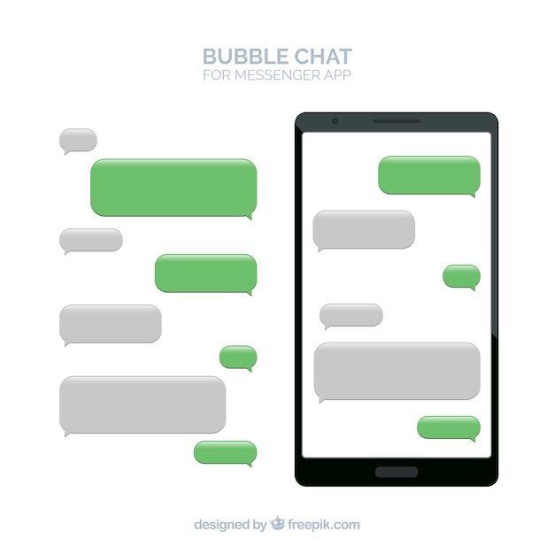 Vettore gratuito bubbles chat per l'app di messenger in stile piatto