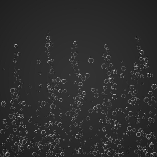 Поток пузырей под водой, шипящие блестки, газировка или шампанское, изолированные на прозрачном фоне