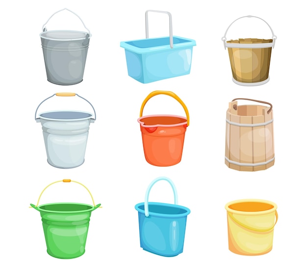 Buckets illustrations set