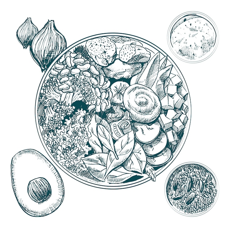 Free Vector buddha bowl recipe concept