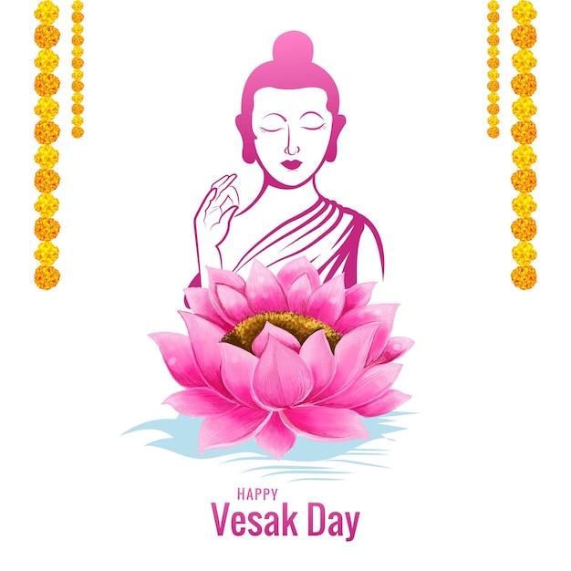 Free vector buddha on lotus flower card illustration design