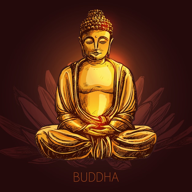Buddha On Lotus Flower Illustration