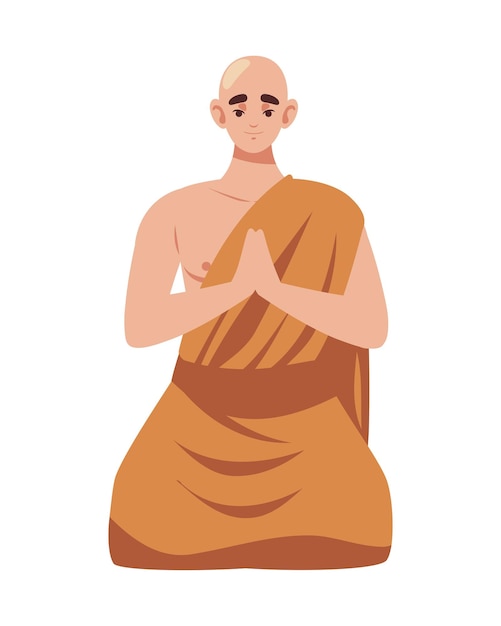 Free vector buddhist monk praying