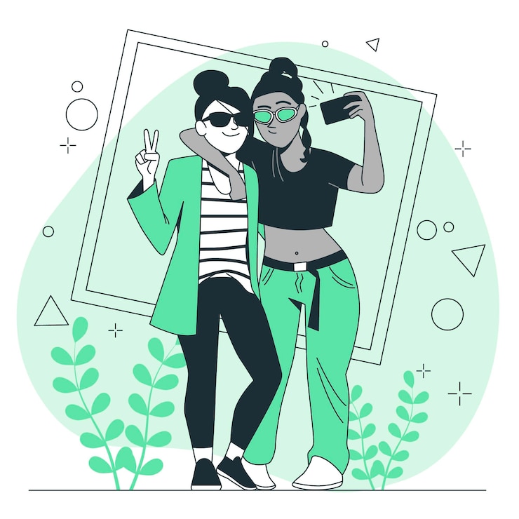 무료 Vector 친구 컨셉 일러스트