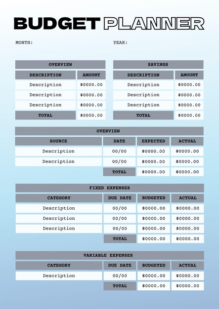 budget planner template for personal finance management