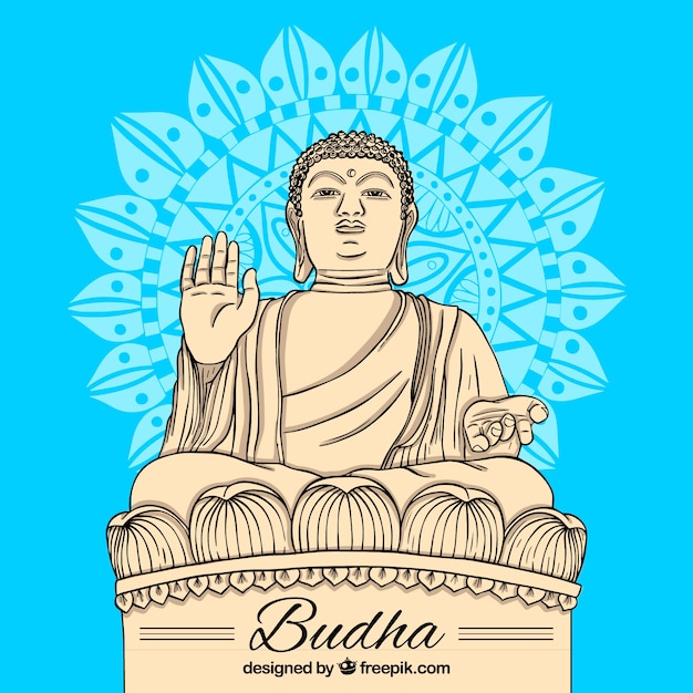 Free vector budha statue with hand drawn style