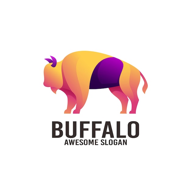 Vettore gratuito logo della mascotte gradiente dell'illustrazione della bufalo