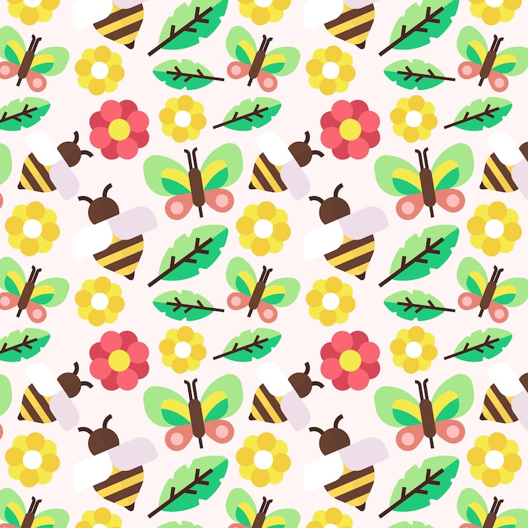 Free Vector bug pattern collection concept