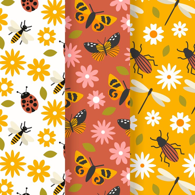 Free Vector bug pattern collection concept