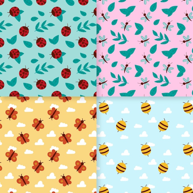 Free vector bug pattern collection