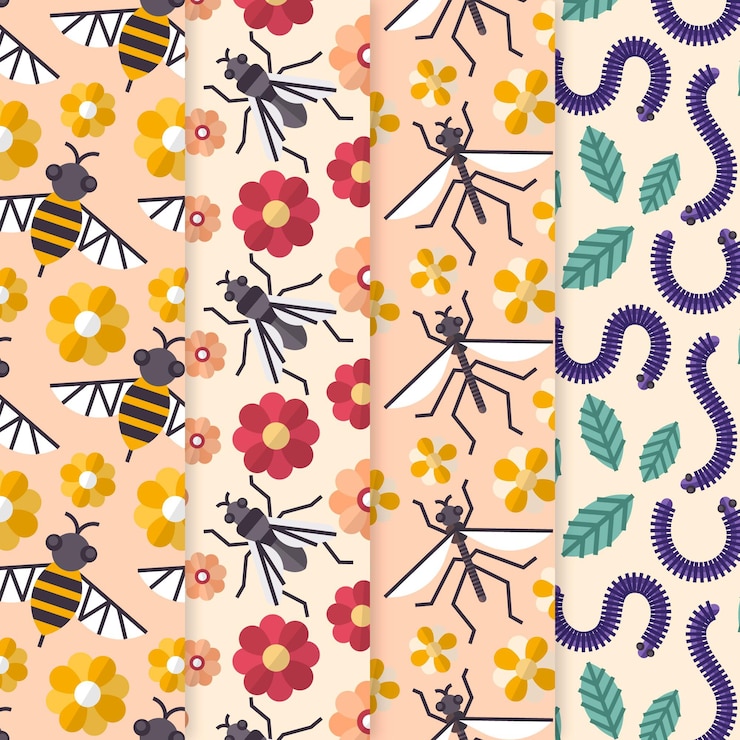 Free Vector bug pattern collection
