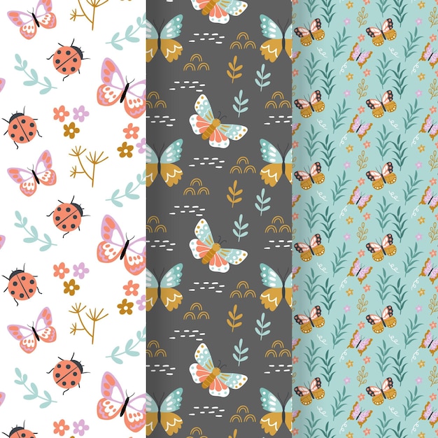 Free vector bug pattern pack