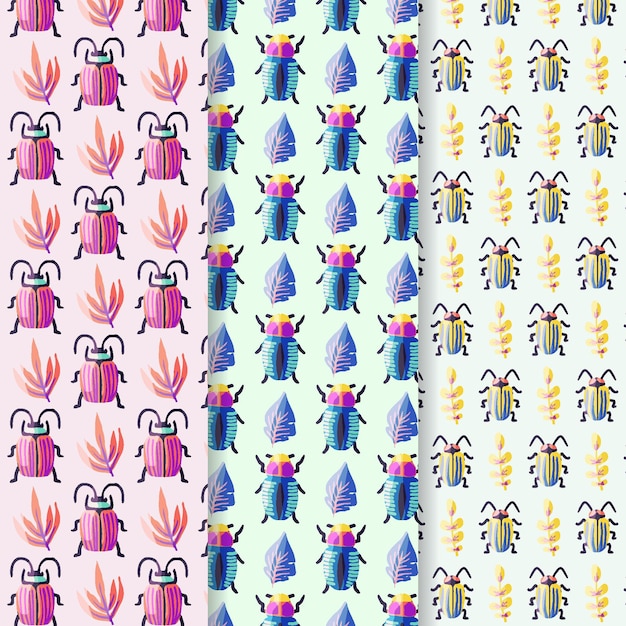 Free vector bug pattern pack