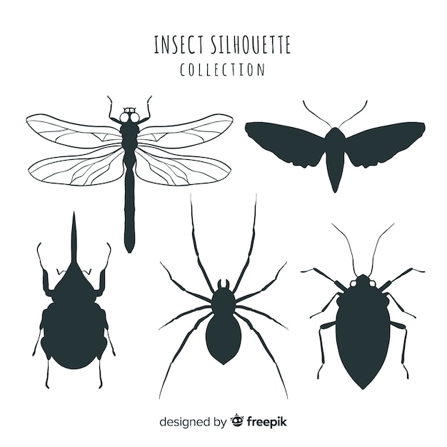 Free vector bugs silhouette collection