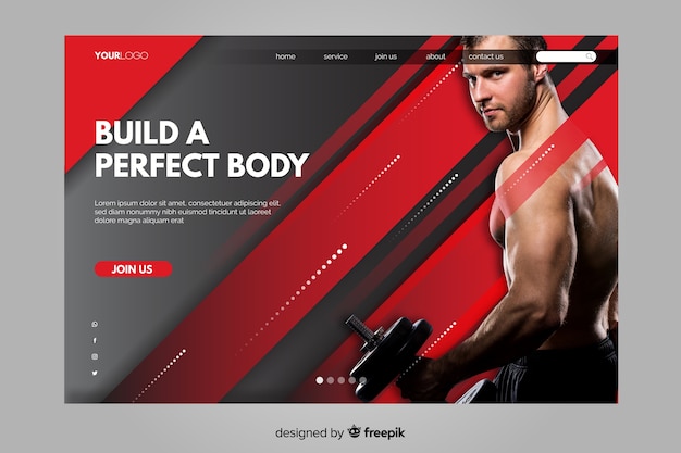 Free vector build perfect body landing page