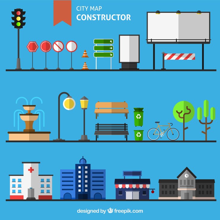 Free Vector building a city map
