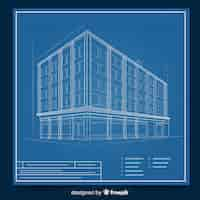 Free vector building design with 3d blueprint concept